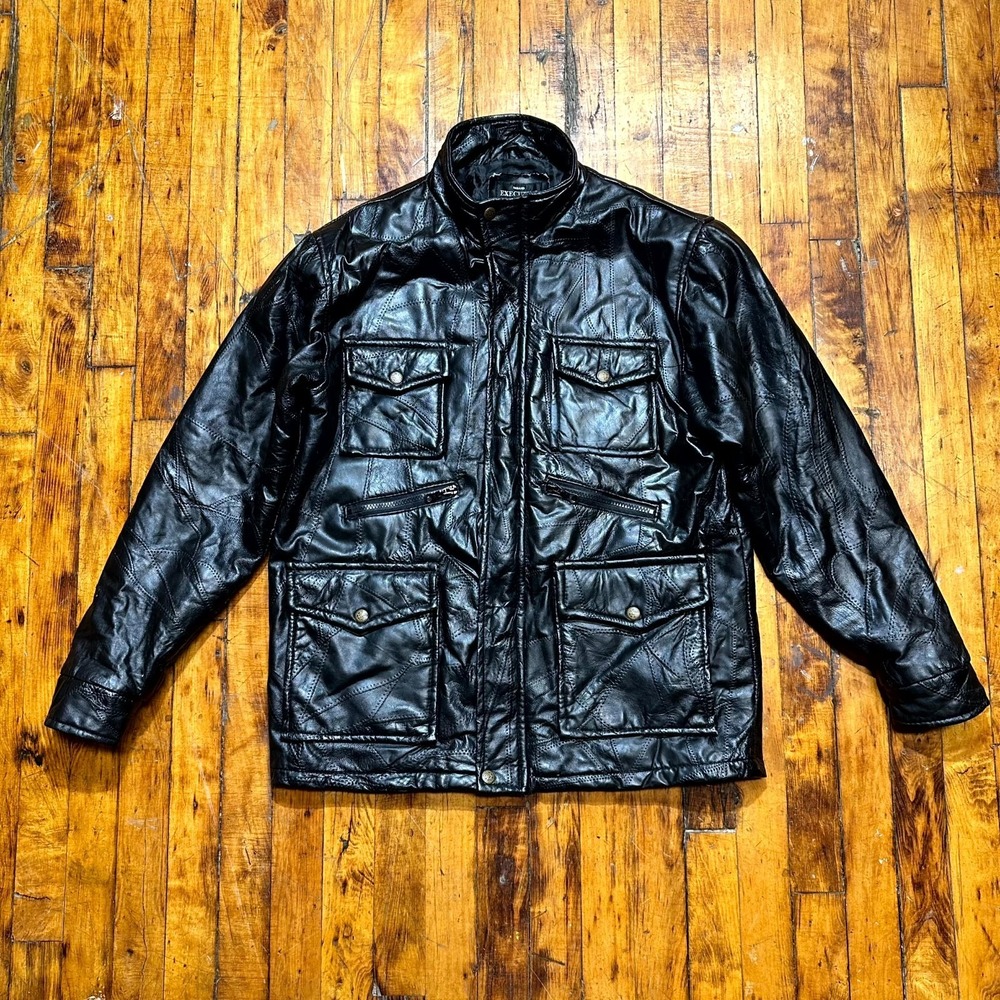 Haband Executive Division Jacket Men's Medium Black Leather Long Sleeve Full Zip